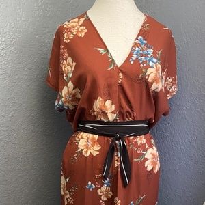 Floral Print Jumper w/ Belt